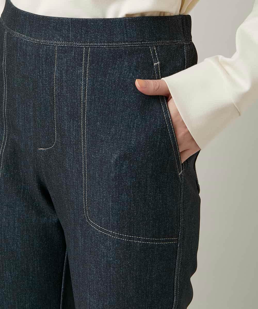 RSLCD15430 TRUNK HIROKO KOSHINO(ヒロココシノ) 裏起毛3Dデニムスリムパンツ/洗える ネイビー