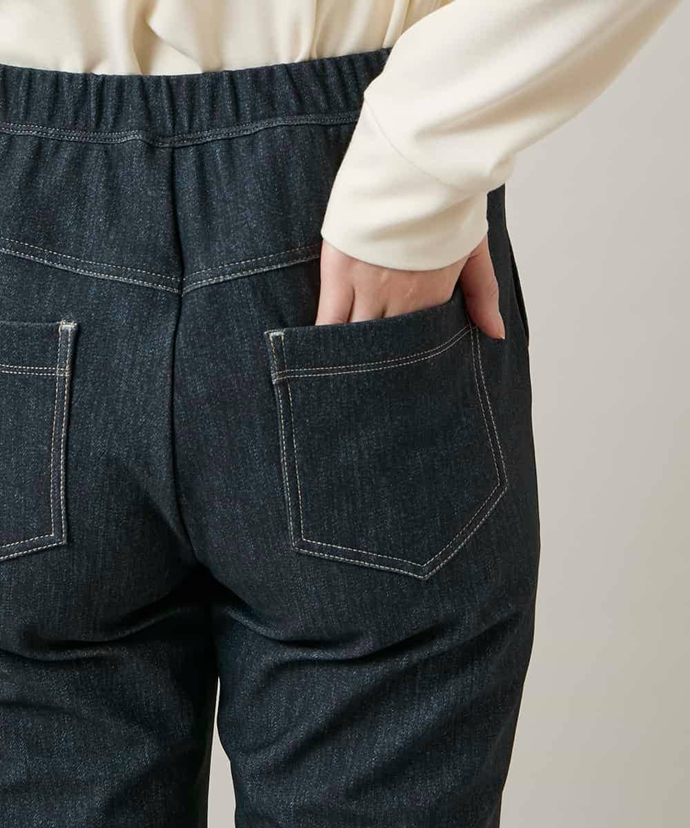 RSLCD15430 TRUNK HIROKO KOSHINO(ヒロココシノ) 裏起毛3Dデニムスリムパンツ/洗える ネイビー