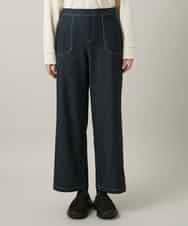 RSLCE30430 TRUNK HIROKO KOSHINO(ヒロココシノ) 裏起毛3Dデニムワイドパンツ/洗える ネイビー