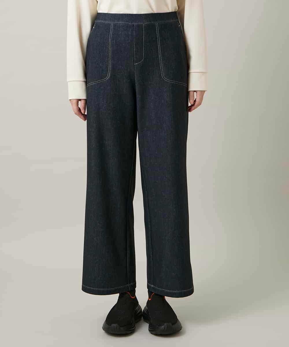 RSLCE30430 TRUNK HIROKO KOSHINO(ヒロココシノ) 裏起毛3Dデニムワイドパンツ/洗える ネイビー