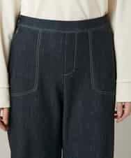 RSLCE30430 TRUNK HIROKO KOSHINO(ヒロココシノ) 裏起毛3Dデニムワイドパンツ/洗える ネイビー