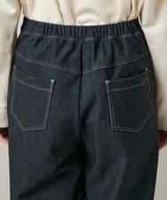 RSLCE30430 TRUNK HIROKO KOSHINO(ヒロココシノ) 裏起毛3Dデニムワイドパンツ/洗える ネイビー