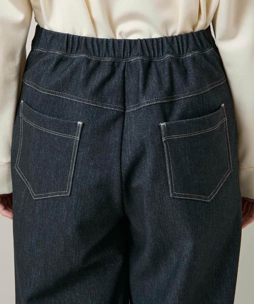 RSLCE30430 TRUNK HIROKO KOSHINO(ヒロココシノ) 裏起毛3Dデニムワイドパンツ/洗える ネイビー
