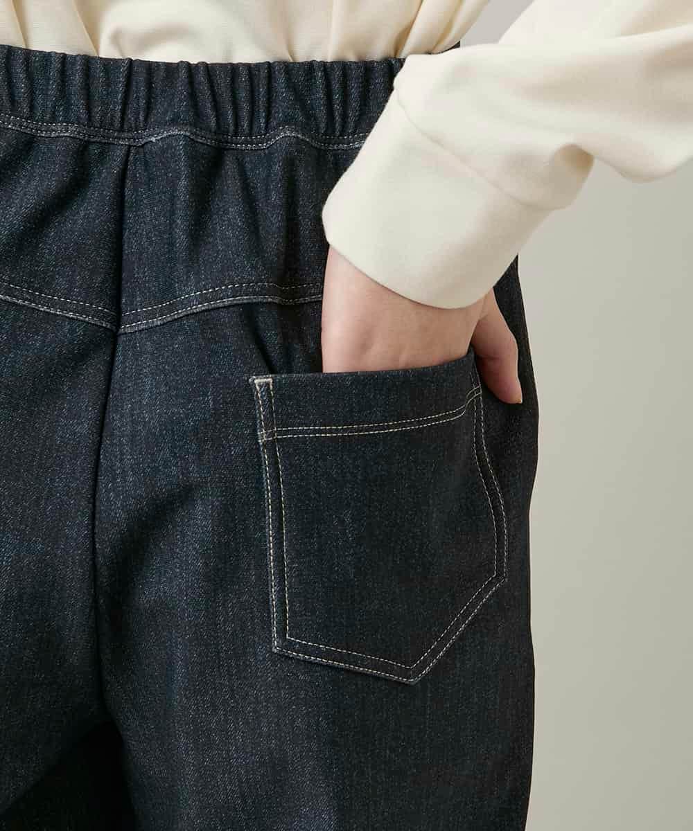 RSLCE30430 TRUNK HIROKO KOSHINO(ヒロココシノ) 裏起毛3Dデニムワイドパンツ/洗える ネイビー