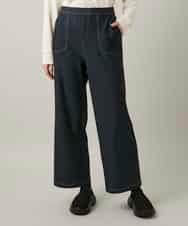 RSLCE30430 TRUNK HIROKO KOSHINO(ヒロココシノ) 裏起毛3Dデニムワイドパンツ/洗える ネイビー