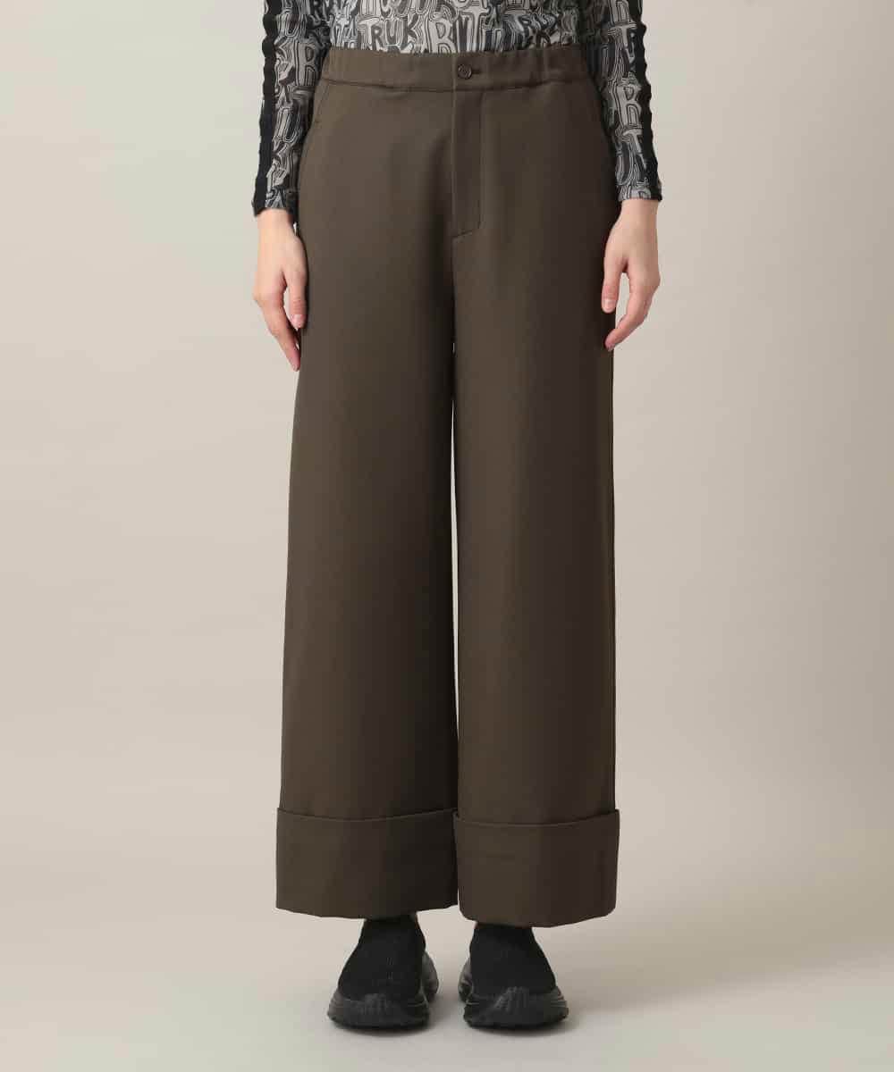 RSLED10340 TRUNK HIROKO KOSHINO(ヒロココシノ) ツイルストレッチロールアップワイドパンツ/洗える カーキ