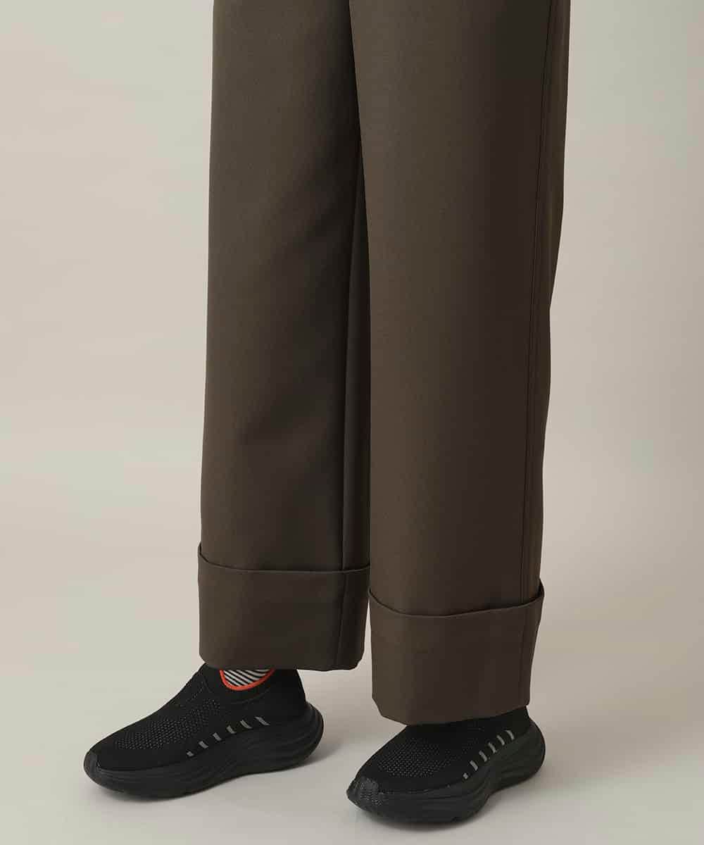 RSLED10340 TRUNK HIROKO KOSHINO(ヒロココシノ) ツイルストレッチロールアップワイドパンツ/洗える カーキ