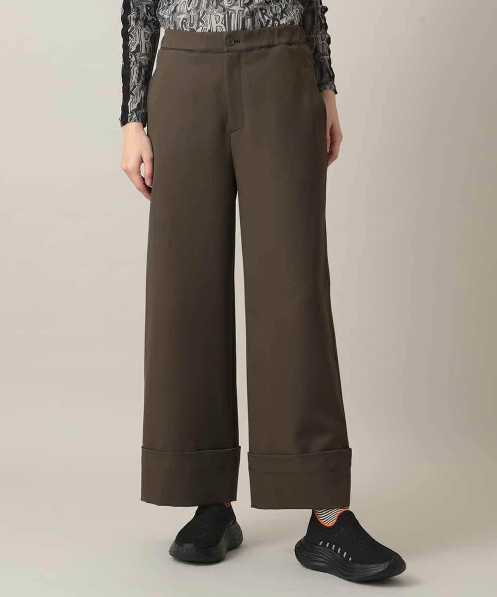 RSLED10340 TRUNK HIROKO KOSHINO(ヒロココシノ) ツイルストレッチロールアップワイドパンツ/洗える カーキ