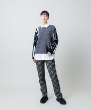 RSLED11490 TRUNK HIROKO KOSHINO(ヒロココシノ) サイドラインロゴプリントパンツ/洗える ブラック