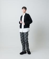 RSLED11490 TRUNK HIROKO KOSHINO(ヒロココシノ) サイドラインロゴプリントパンツ/洗える ブラック