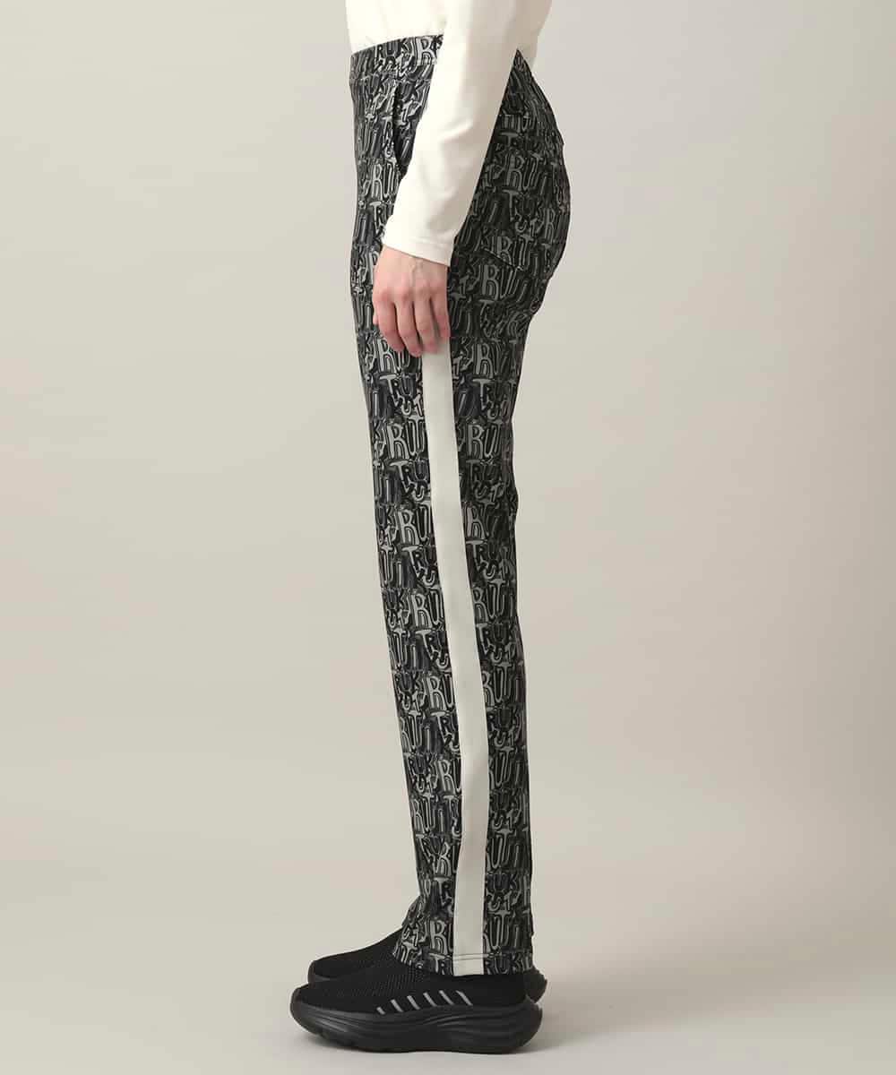 RSLED11490 TRUNK HIROKO KOSHINO(ヒロココシノ) サイドラインロゴプリントパンツ/洗える ブラック