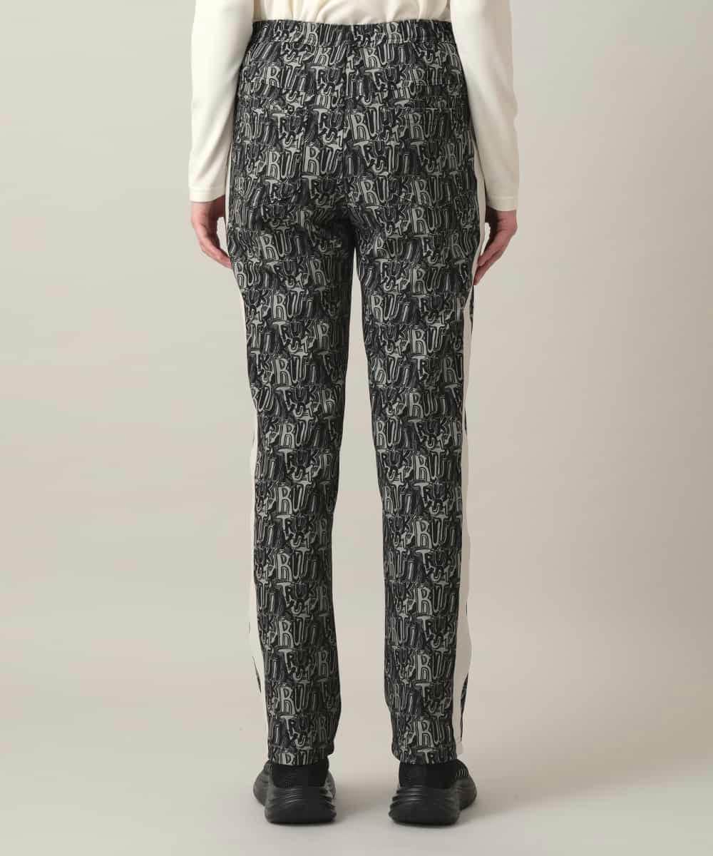 RSLED11490 TRUNK HIROKO KOSHINO(ヒロココシノ) サイドラインロゴプリントパンツ/洗える ブラック