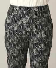 RSLED11490 TRUNK HIROKO KOSHINO(ヒロココシノ) サイドラインロゴプリントパンツ/洗える ブラック