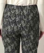 RSLED11490 TRUNK HIROKO KOSHINO(ヒロココシノ) サイドラインロゴプリントパンツ/洗える ブラック