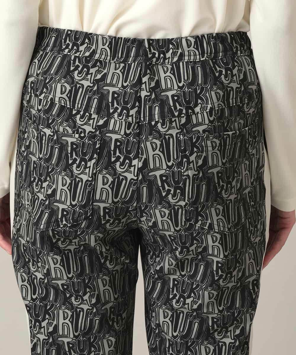 RSLED11490 TRUNK HIROKO KOSHINO(ヒロココシノ) サイドラインロゴプリントパンツ/洗える ブラック