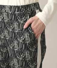 RSLED11490 TRUNK HIROKO KOSHINO(ヒロココシノ) サイドラインロゴプリントパンツ/洗える ブラック