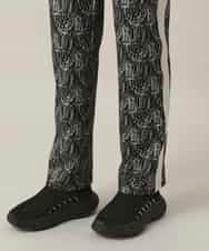 RSLED11490 TRUNK HIROKO KOSHINO(ヒロココシノ) サイドラインロゴプリントパンツ/洗える ブラック