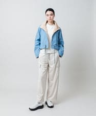 RSLEE22390 TRUNK HIROKO KOSHINO(ヒロココシノ) ロゴウエスト起毛ワイドパンツ /洗える アイボリー