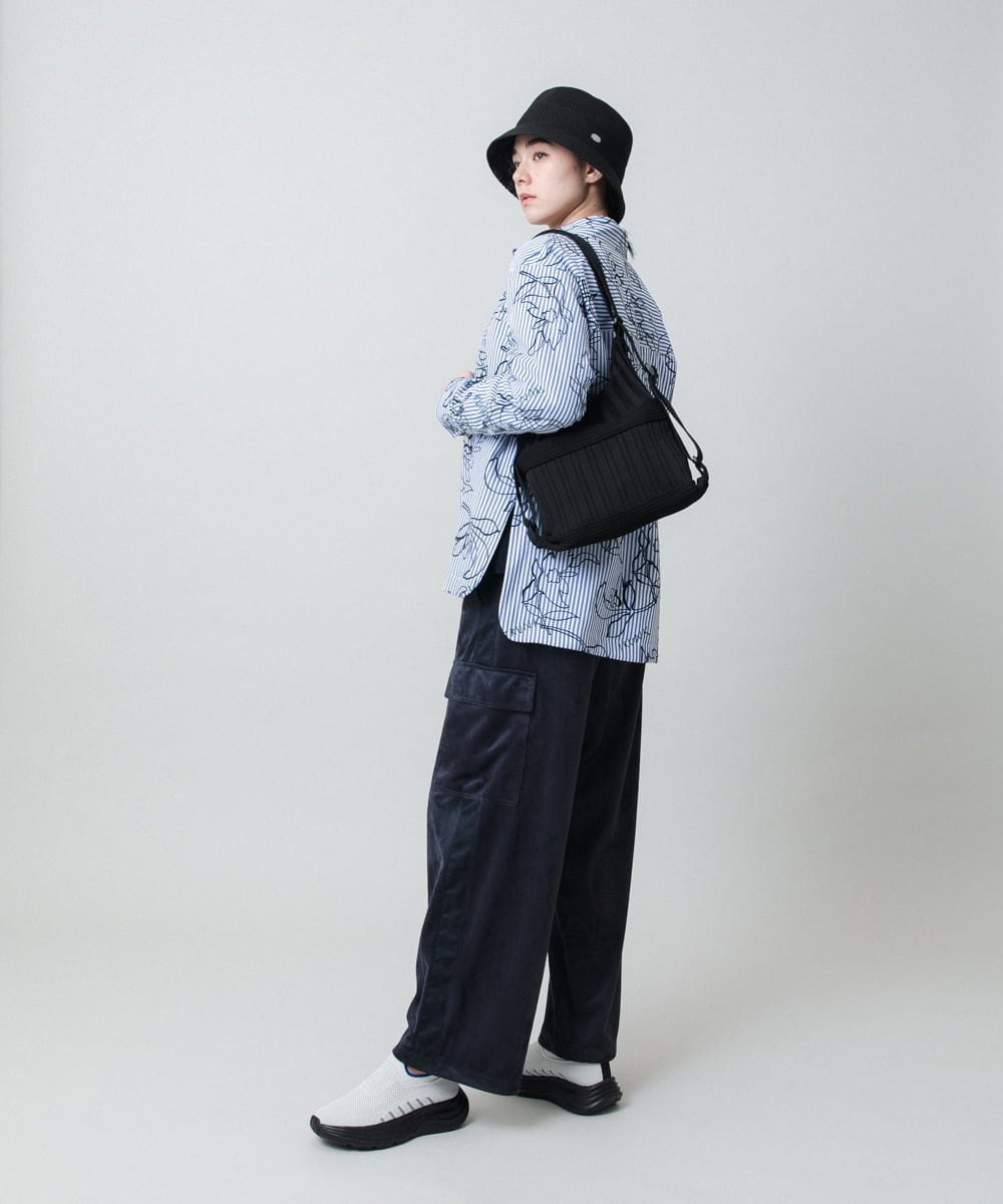 RSLEE22390 TRUNK HIROKO KOSHINO(ヒロココシノ) ロゴウエスト起毛ワイドパンツ /洗える アイボリー