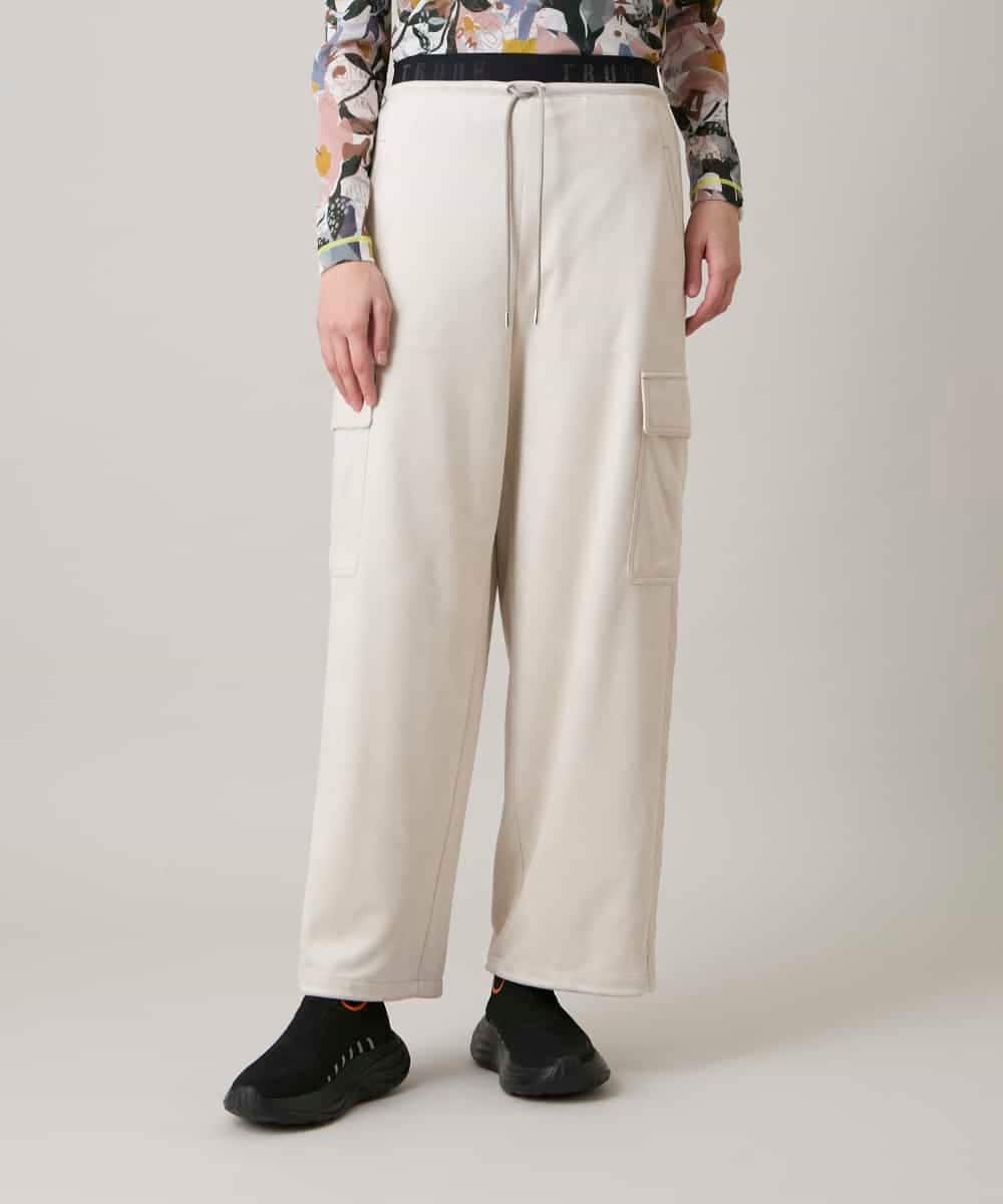 RSLEE22390 TRUNK HIROKO KOSHINO(ヒロココシノ) 【先行予約】ロゴウエスト起毛ワイドパンツ /洗える アイボリー