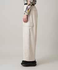 RSLEE22390 TRUNK HIROKO KOSHINO(ヒロココシノ) 【先行予約】ロゴウエスト起毛ワイドパンツ /洗える アイボリー