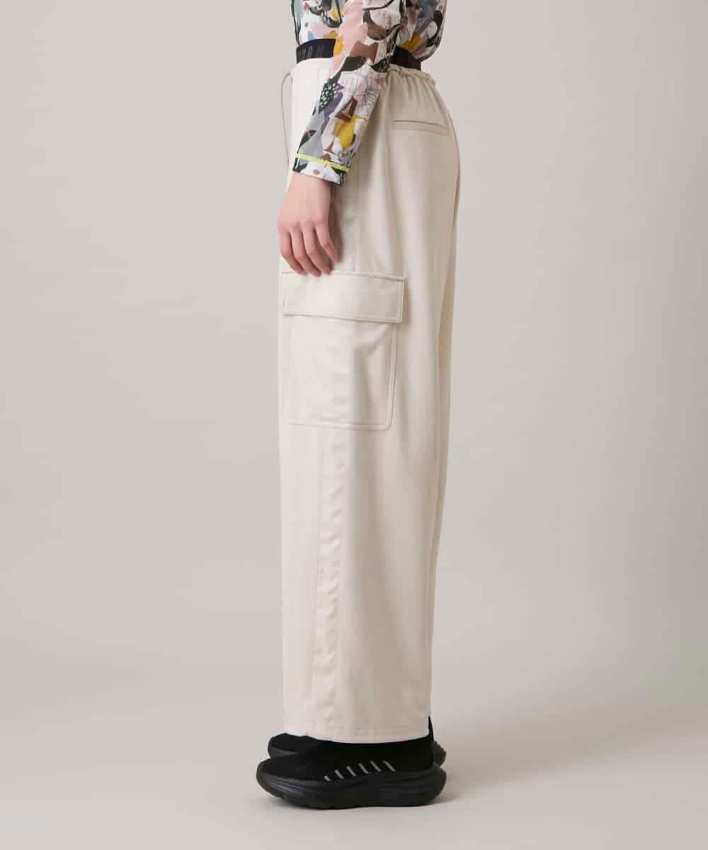 RSLEE22390 TRUNK HIROKO KOSHINO(ヒロココシノ) 【先行予約】ロゴウエスト起毛ワイドパンツ /洗える アイボリー