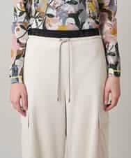 RSLEE22390 TRUNK HIROKO KOSHINO(ヒロココシノ) 【先行予約】ロゴウエスト起毛ワイドパンツ /洗える アイボリー