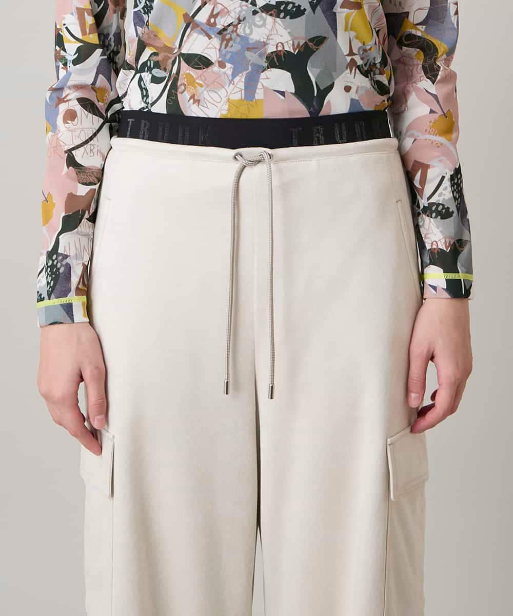 RSLEE22390 TRUNK HIROKO KOSHINO(ヒロココシノ) 【先行予約】ロゴウエスト起毛ワイドパンツ /洗える アイボリー