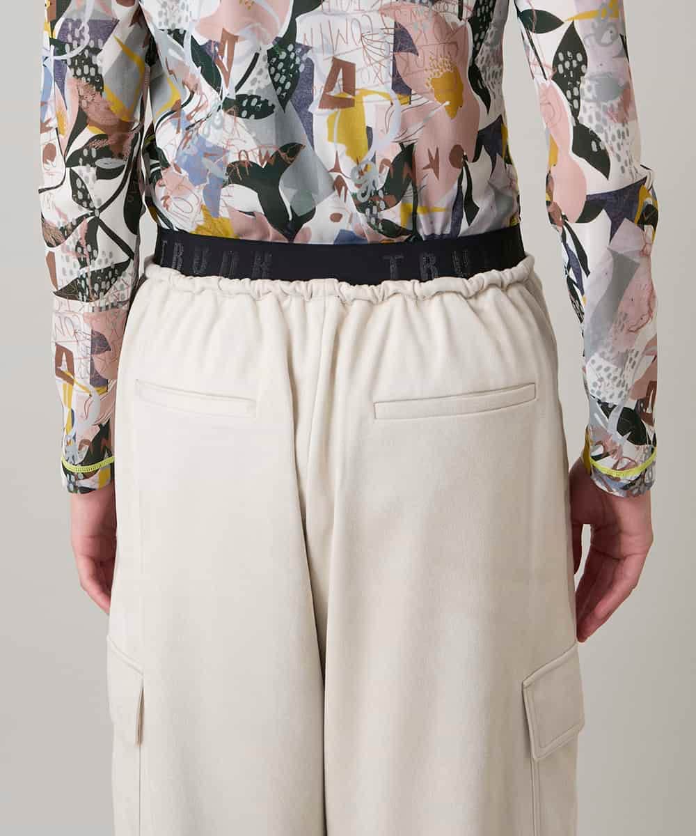 RSLEE22390 TRUNK HIROKO KOSHINO(ヒロココシノ) 【先行予約】ロゴウエスト起毛ワイドパンツ /洗える アイボリー