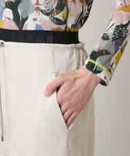 RSLEE22390 TRUNK HIROKO KOSHINO(ヒロココシノ) 【先行予約】ロゴウエスト起毛ワイドパンツ /洗える アイボリー