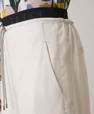 RSLEE22390 TRUNK HIROKO KOSHINO(ヒロココシノ) 【先行予約】ロゴウエスト起毛ワイドパンツ /洗える アイボリー