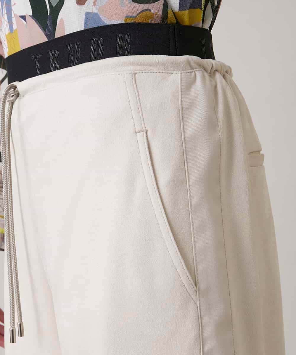 RSLEE22390 TRUNK HIROKO KOSHINO(ヒロココシノ) 【先行予約】ロゴウエスト起毛ワイドパンツ /洗える アイボリー