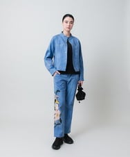 RSLEE24490 TRUNK HIROKO KOSHINO(ヒロココシノ) コラージュ＆メッセージプリントデニムパンツ ブルー