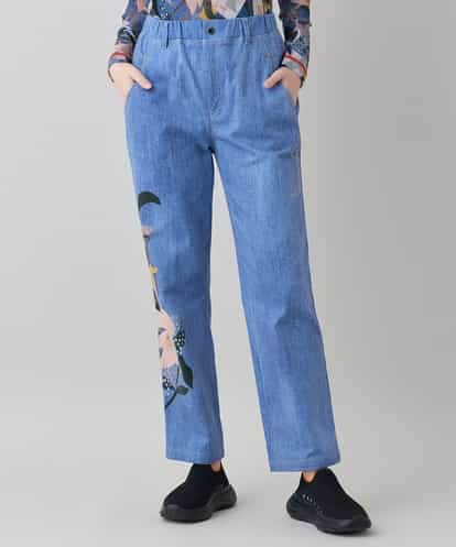 RSLEE24490  コラージュ＆メッセージプリントデニムパンツ