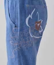 RSLEE24490 TRUNK HIROKO KOSHINO(ヒロココシノ) コラージュ＆メッセージプリントデニムパンツ ブルー