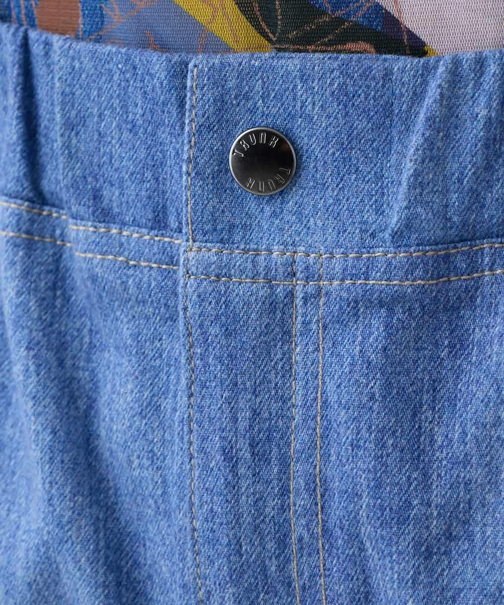 RSLEE24490 TRUNK HIROKO KOSHINO(ヒロココシノ) コラージュ＆メッセージプリントデニムパンツ ブルー