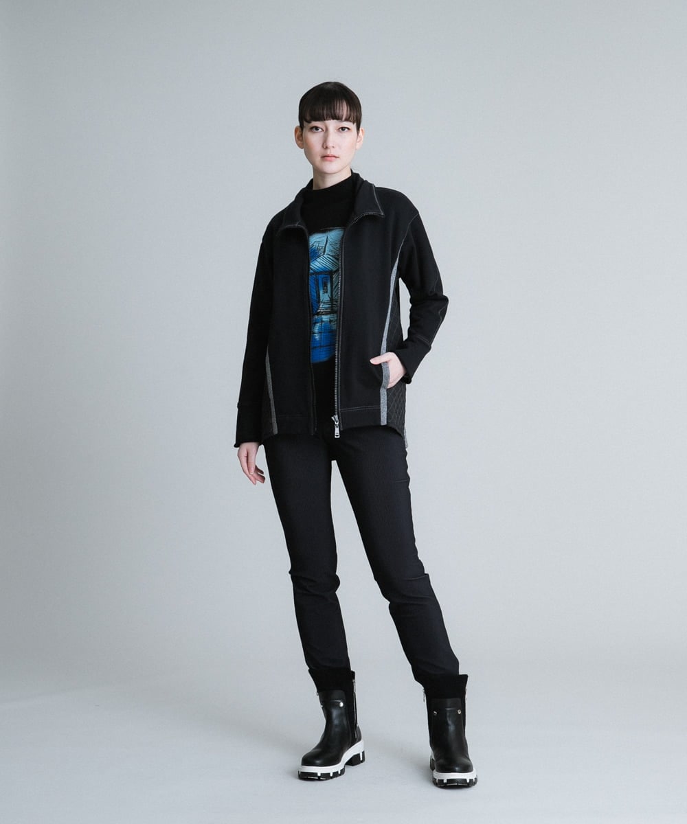 RSLES24320 TRUNK HIROKO KOSHINO(ヒロココシノ) 【洗濯機で洗える/日本製】３Dストライプストレッチレギンスパンツ ベージュ