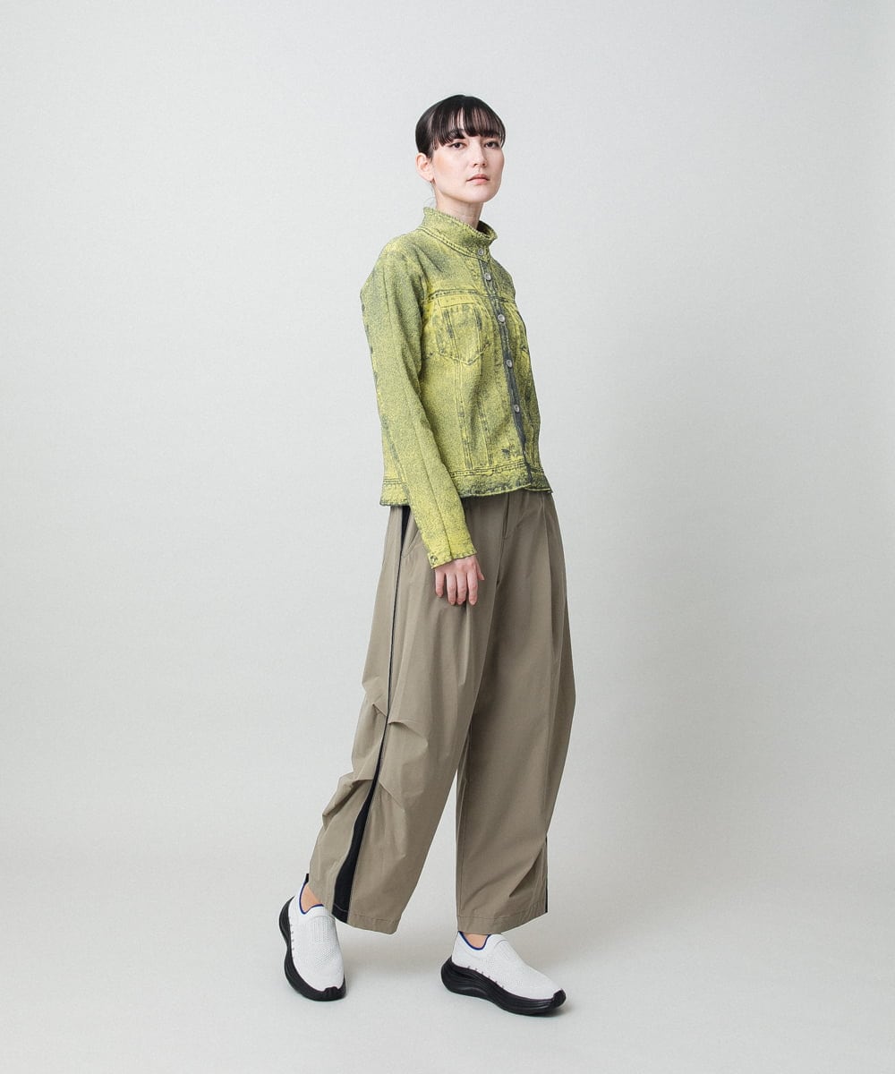 RSLFD10390 TRUNK HIROKO KOSHINO(ヒロココシノ) 配色ラインカーブタックパンツ ベージュ