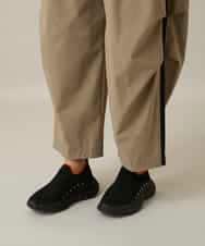 RSLFD10390 TRUNK HIROKO KOSHINO(ヒロココシノ) 配色ラインカーブタックパンツ ベージュ