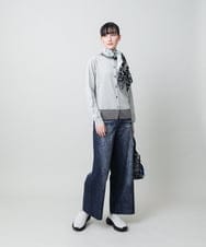 RSLFD20390 TRUNK HIROKO KOSHINO(ヒロココシノ) ストレッチデニムワイドパンツ/日本製/洗える ブルー