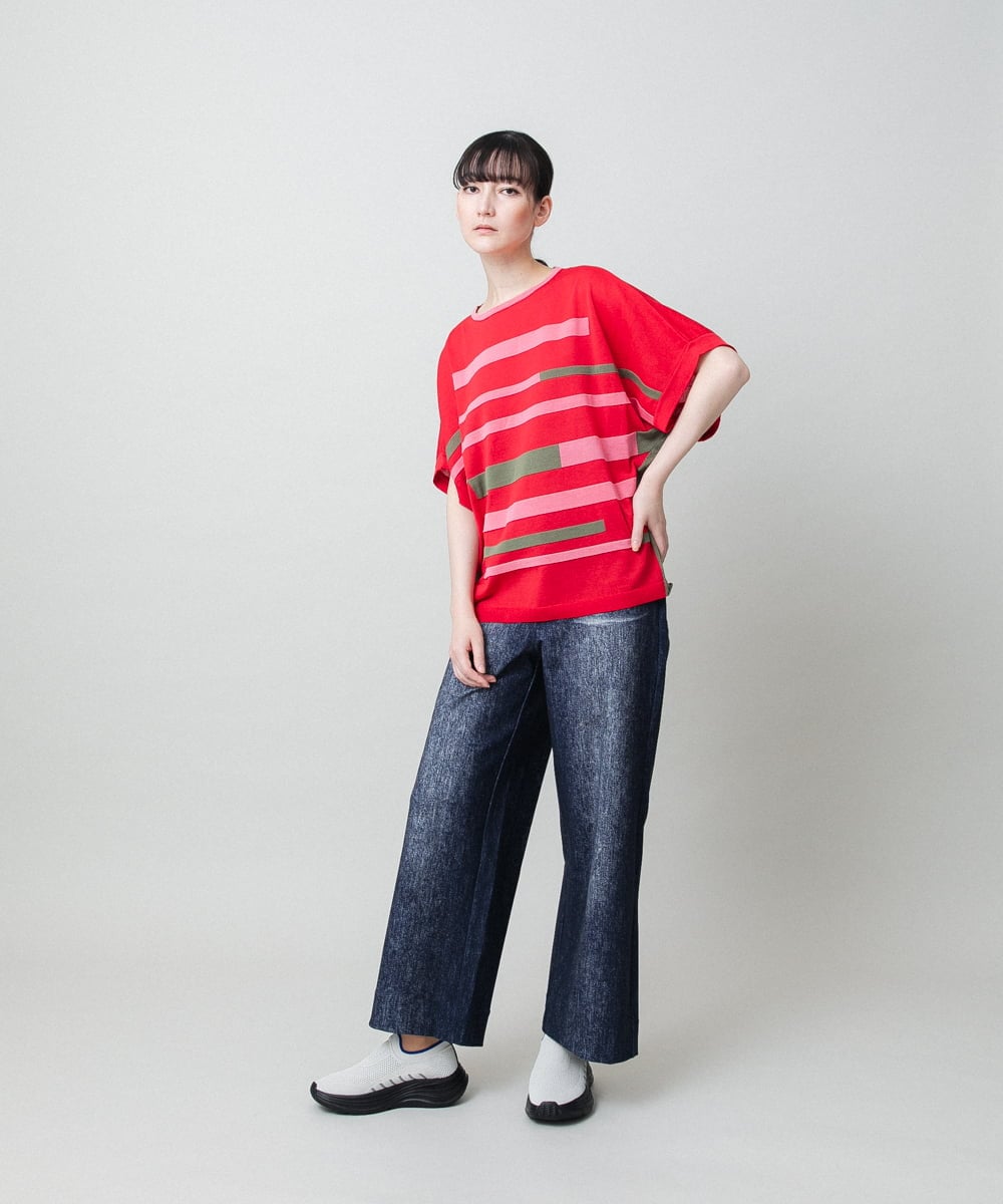 RSLFD20390 TRUNK HIROKO KOSHINO(ヒロココシノ) ストレッチデニムワイドパンツ/日本製/洗える ブルー