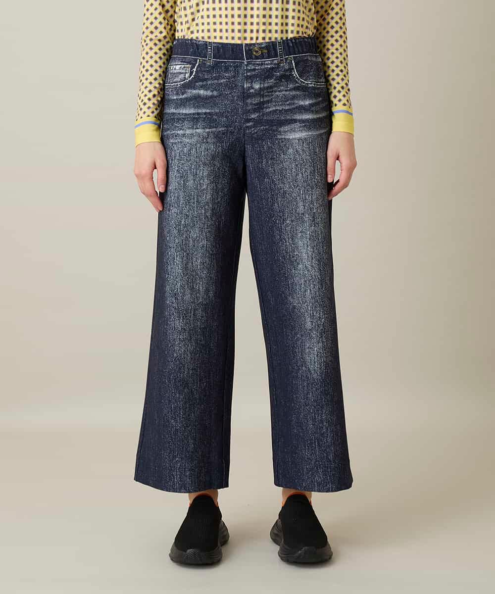 RSLFD20390 TRUNK HIROKO KOSHINO(ヒロココシノ) ストレッチデニムワイドパンツ/日本製/洗える ブルー