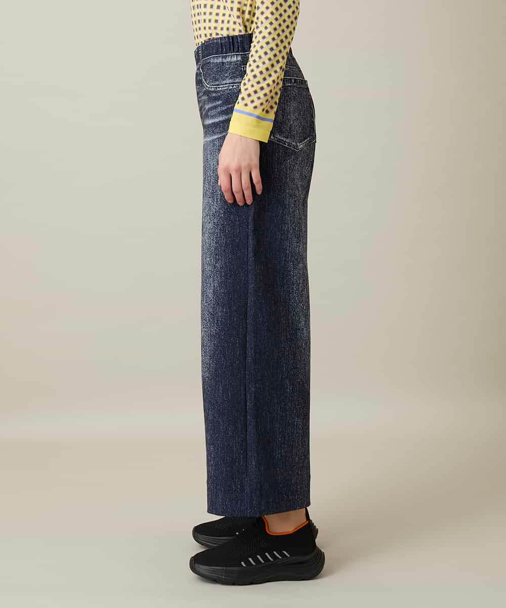 RSLFD20390 TRUNK HIROKO KOSHINO(ヒロココシノ) ストレッチデニムワイドパンツ/日本製/洗える ブルー