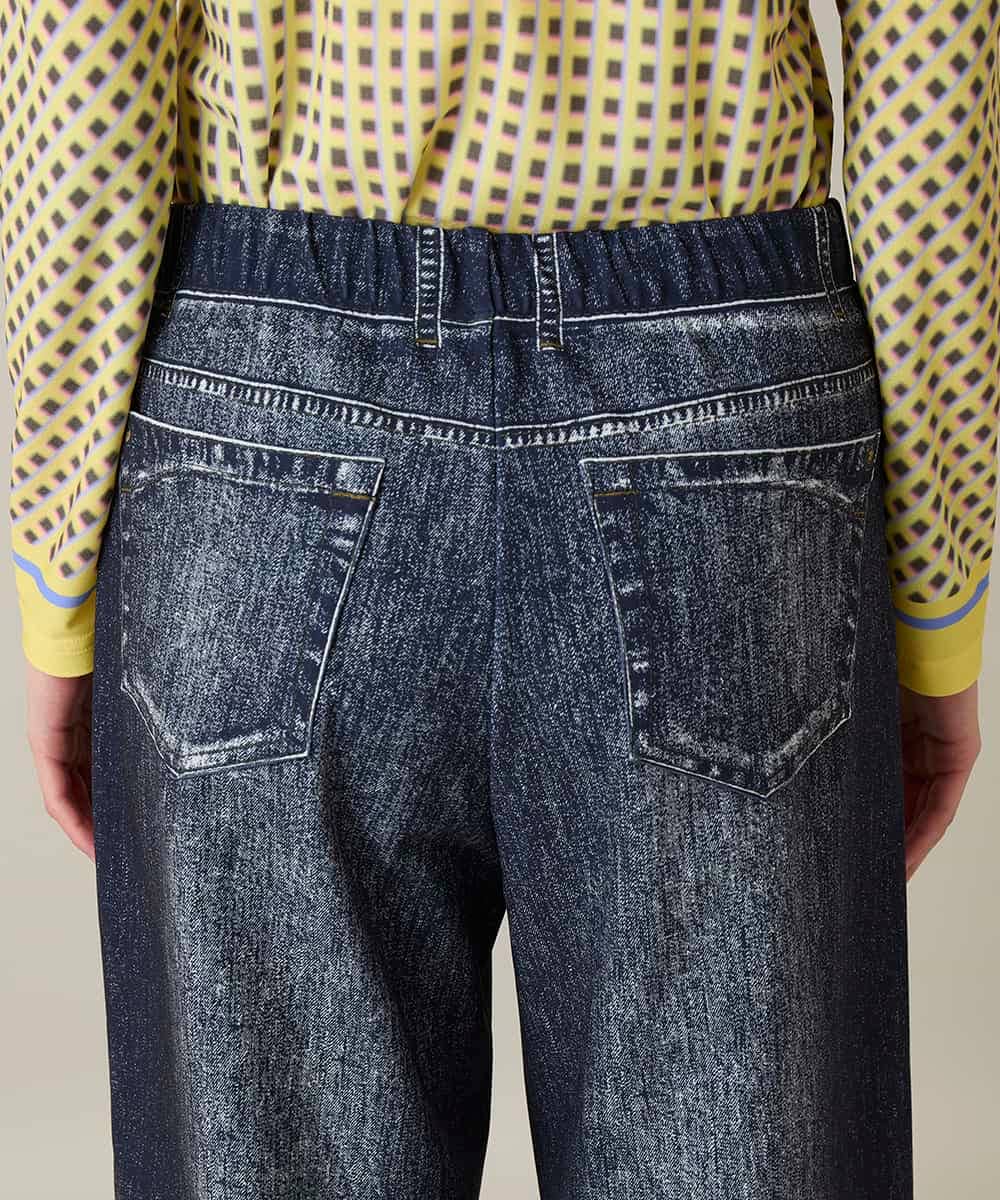 RSLFD20390 TRUNK HIROKO KOSHINO(ヒロココシノ) ストレッチデニムワイドパンツ/日本製/洗える ブルー