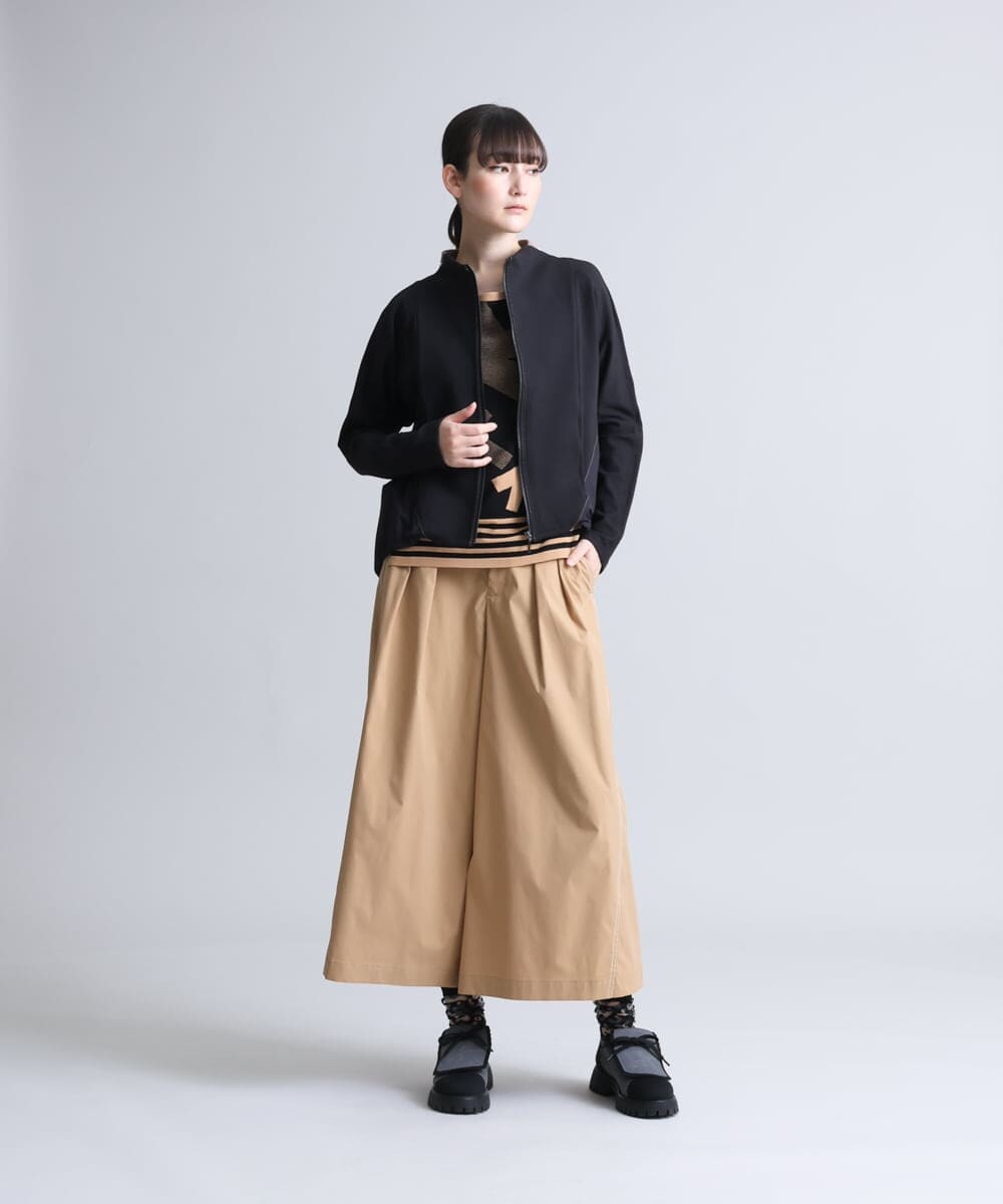 RSLFS52360 TRUNK HIROKO KOSHINO(ヒロココシノ) 【洗濯機で洗える】ストレッチタフタワイドフレアパンツ グリーン