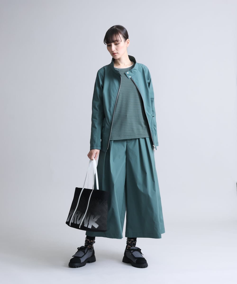 RSLFS52360 TRUNK HIROKO KOSHINO(ヒロココシノ) 【洗濯機で洗える】ストレッチタフタワイドフレアパンツ グリーン