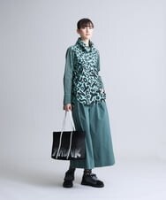 RSLFS52360 TRUNK HIROKO KOSHINO(ヒロココシノ) 【洗濯機で洗える】ストレッチタフタワイドフレアパンツ グリーン