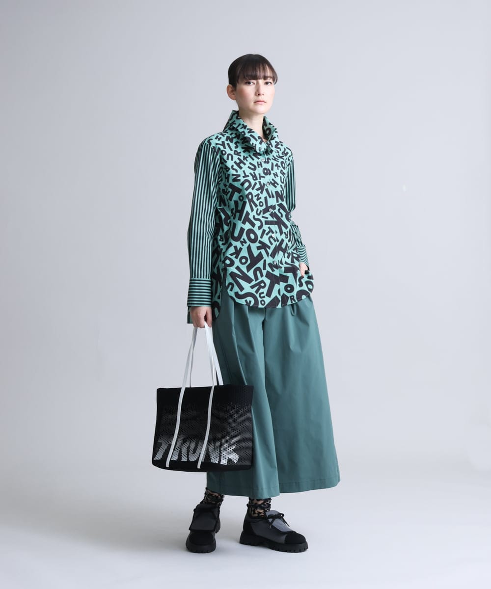 RSLFS52360 TRUNK HIROKO KOSHINO(ヒロココシノ) 【洗濯機で洗える】ストレッチタフタワイドフレアパンツ グリーン