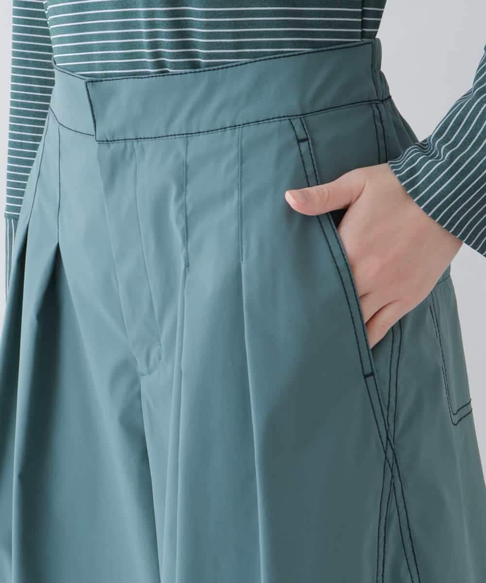 RSLFS52360 TRUNK HIROKO KOSHINO(ヒロココシノ) 【洗濯機で洗える】ストレッチタフタワイドフレアパンツ グリーン