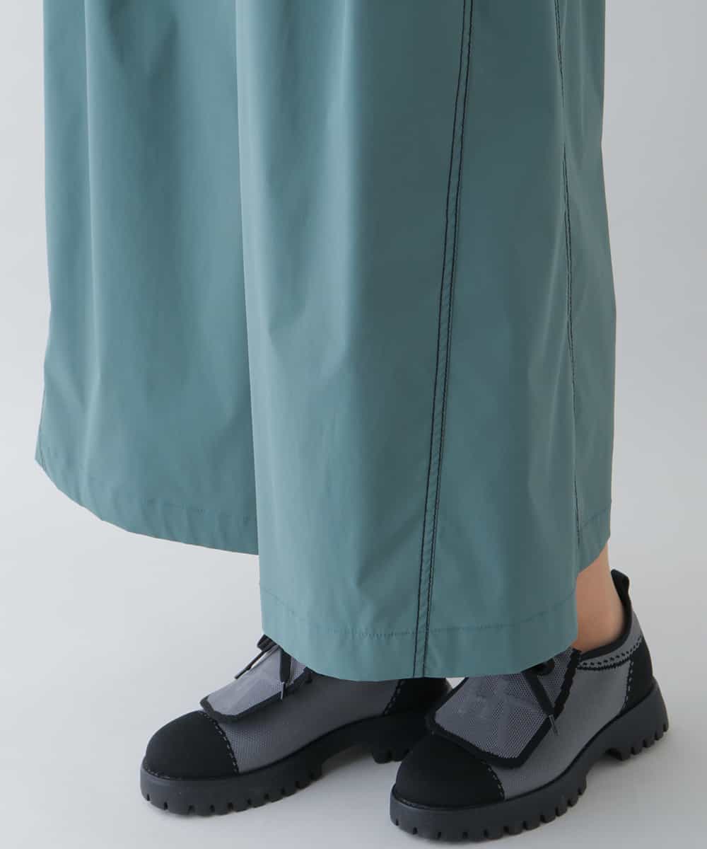 RSLFS52360 TRUNK HIROKO KOSHINO(ヒロココシノ) 【洗濯機で洗える】ストレッチタフタワイドフレアパンツ グリーン